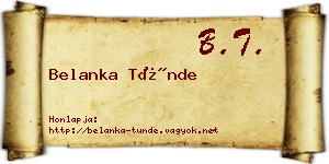 Belanka Tünde névjegykártya